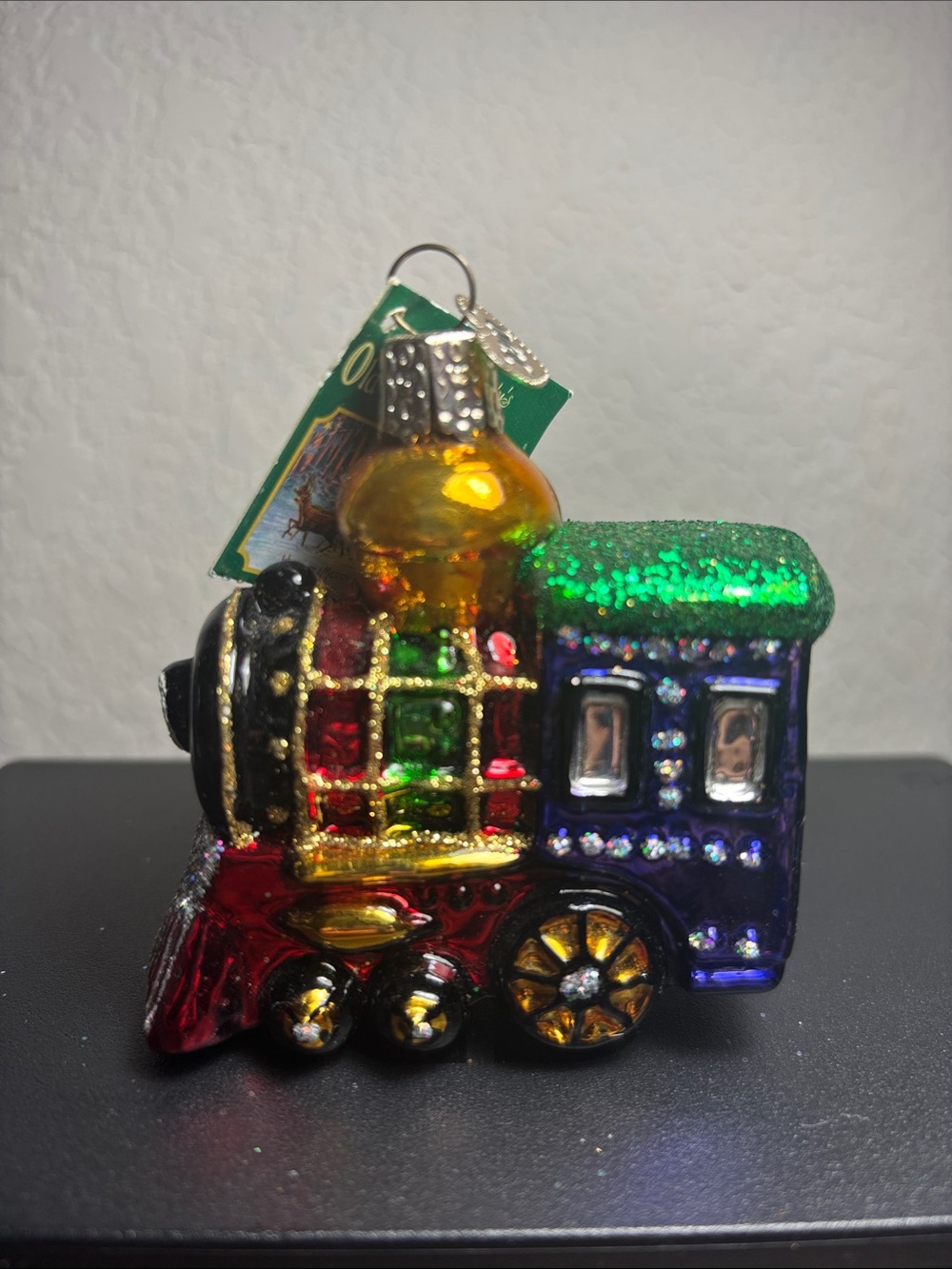 Old World Christmas- Train Ornament - Green, Gold, Red, Purple